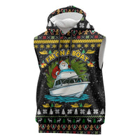 Santa On A Boat Christmas Sleeveless Hoodie Xmas Holiday Patterns - Wonder Print Shop