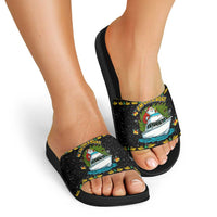 Santa On A Boat Christmas Slide Sandals Xmas Holiday Patterns - Wonder Print Shop