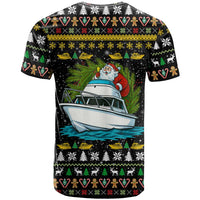 Santa On A Boat Christmas T Shirt Xmas Holiday Patterns - Wonder Print Shop
