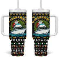 Santa On A Boat Christmas Tumbler With Handle Xmas Holiday Patterns - Wonder Print Shop