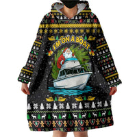 Santa On A Boat Christmas Wearable Blanket Hoodie Xmas Holiday Patterns - Wonder Print Shop