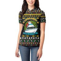 Santa On A Boat Christmas Women Polo Shirt Xmas Holiday Patterns - Wonder Print Shop