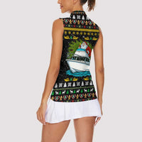 Santa On A Boat Christmas Women Sleeveless Polo Shirt Xmas Holiday Patterns - Wonder Print Shop