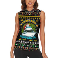 Santa On A Boat Christmas Women Sleeveless Polo Shirt Xmas Holiday Patterns - Wonder Print Shop