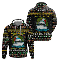 Santa On A Boat Christmas Zip Hoodie Xmas Holiday Patterns - Wonder Print Shop