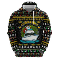 Santa On A Boat Christmas Zip Hoodie Xmas Holiday Patterns - Wonder Print Shop