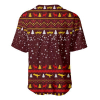 Santassic Park Santa Claus Christmas Baseball Jersey Xmas Holiday Patterns - Wonder Print Shop