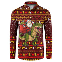 Santassic Park Santa Claus Christmas Button Sweatshirt Xmas Holiday Patterns - Wonder Print Shop