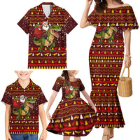 Santassic Park Santa Claus Christmas Family Matching Mermaid Dress and Hawaiian Shirt Xmas Holiday Patterns - Wonder Print Shop