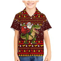 Santassic Park Santa Claus Christmas Family Matching Mermaid Dress and Hawaiian Shirt Xmas Holiday Patterns - Wonder Print Shop