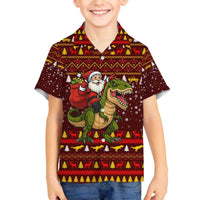 Santassic Park Santa Claus Christmas Family Matching Off The Shoulder Long Sleeve Dress and Hawaiian Shirt Xmas Holiday Patterns - Wonder Print Shop