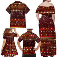 Santassic Park Santa Claus Christmas Family Matching Off Shoulder Maxi Dress and Hawaiian Shirt Xmas Holiday Patterns - Wonder Print Shop
