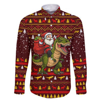 Santassic Park Santa Claus Christmas Family Matching Short Sleeve Bodycon Dress and Hawaiian Shirt Xmas Holiday Patterns - Wonder Print Shop