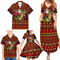 Santassic Park Santa Claus Christmas Family Matching Summer Maxi Dress and Hawaiian Shirt Xmas Holiday Patterns - Wonder Print Shop