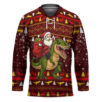 Santassic Park Santa Claus Christmas Hockey Jersey Xmas Holiday Patterns - Wonder Print Shop