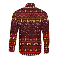 Santassic Park Santa Claus Christmas Long Sleeve Button Shirt Xmas Holiday Patterns - Wonder Print Shop