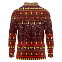 Santassic Park Santa Claus Christmas Long Sleeve Polo Shirt Xmas Holiday Patterns - Wonder Print Shop