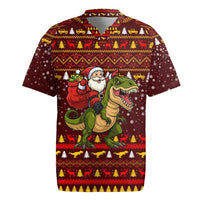 Santassic Park Santa Claus Christmas Rugby Jersey Xmas Holiday Patterns - Wonder Print Shop
