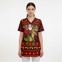 Santassic Park Santa Claus Christmas Scrub Top Xmas Holiday Patterns - Wonder Print Shop
