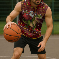 Santassic Park Santa Claus Christmas Sleeveless Hoodie Xmas Holiday Patterns - Wonder Print Shop