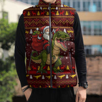 Santassic Park Santa Claus Christmas Sleeveless Puffer Jacket Xmas Holiday Patterns - Wonder Print Shop
