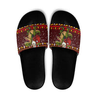 Santassic Park Santa Claus Christmas Slide Sandals Xmas Holiday Patterns - Wonder Print Shop