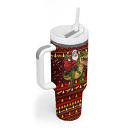 Santassic Park Santa Claus Christmas Tumbler With Handle Xmas Holiday Patterns - Wonder Print Shop