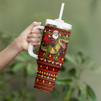 Santassic Park Santa Claus Christmas Tumbler With Handle Xmas Holiday Patterns - Wonder Print Shop