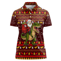 Santassic Park Santa Claus Christmas Women Polo Shirt Xmas Holiday Patterns - Wonder Print Shop