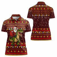 Santassic Park Santa Claus Christmas Women Polo Shirt Xmas Holiday Patterns - Wonder Print Shop