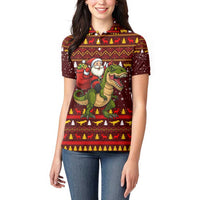 Santassic Park Santa Claus Christmas Women Polo Shirt Xmas Holiday Patterns - Wonder Print Shop