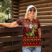 Santassic Park Santa Claus Christmas Women Polo Shirt Xmas Holiday Patterns - Wonder Print Shop