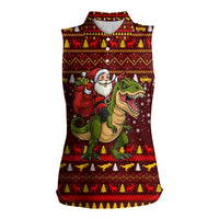 Santassic Park Santa Claus Christmas Women Sleeveless Polo Shirt Xmas Holiday Patterns - Wonder Print Shop