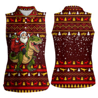 Santassic Park Santa Claus Christmas Women Sleeveless Polo Shirt Xmas Holiday Patterns - Wonder Print Shop