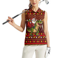 Santassic Park Santa Claus Christmas Women Sleeveless Polo Shirt Xmas Holiday Patterns - Wonder Print Shop