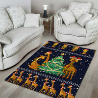 Love Giraffe Christmas Area Rug Xmas Holiday Patterns - Wonder Print Shop