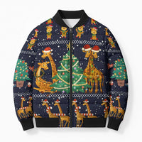 Love Giraffe Christmas Bomber Puffer Jacket Xmas Holiday Patterns - Wonder Print Shop