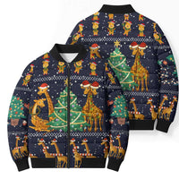 Love Giraffe Christmas Bomber Puffer Jacket Xmas Holiday Patterns - Wonder Print Shop