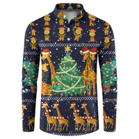 Love Giraffe Christmas Button Sweatshirt Xmas Holiday Patterns - Wonder Print Shop