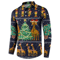 Love Giraffe Christmas Button Sweatshirt Xmas Holiday Patterns - Wonder Print Shop