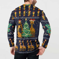 Love Giraffe Christmas Button Sweatshirt Xmas Holiday Patterns - Wonder Print Shop