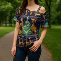 Love Giraffe Christmas Cross Shoulder Shirt Xmas Holiday Patterns - Wonder Print Shop