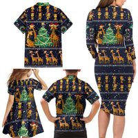 Love Giraffe Christmas Family Matching Long Sleeve Bodycon Dress and Hawaiian Shirt Xmas Holiday Patterns - Wonder Print Shop