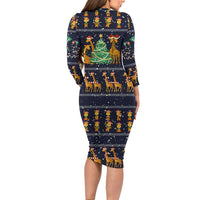 Love Giraffe Christmas Family Matching Long Sleeve Bodycon Dress and Hawaiian Shirt Xmas Holiday Patterns - Wonder Print Shop