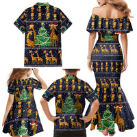 Love Giraffe Christmas Family Matching Mermaid Dress and Hawaiian Shirt Xmas Holiday Patterns - Wonder Print Shop