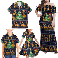 Love Giraffe Christmas Family Matching Off Shoulder Maxi Dress and Hawaiian Shirt Xmas Holiday Patterns - Wonder Print Shop