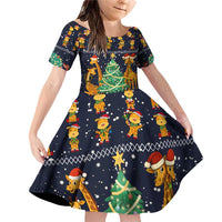 Love Giraffe Christmas Family Matching Off Shoulder Short Dress and Hawaiian Shirt Xmas Holiday Patterns - Wonder Print Shop