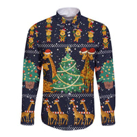 Love Giraffe Christmas Long Sleeve Button Shirt Xmas Holiday Patterns - Wonder Print Shop