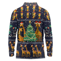 Love Giraffe Christmas Long Sleeve Polo Shirt Xmas Holiday Patterns - Wonder Print Shop