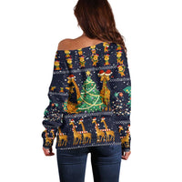 Love Giraffe Christmas Off Shoulder Sweater Xmas Holiday Patterns - Wonder Print Shop